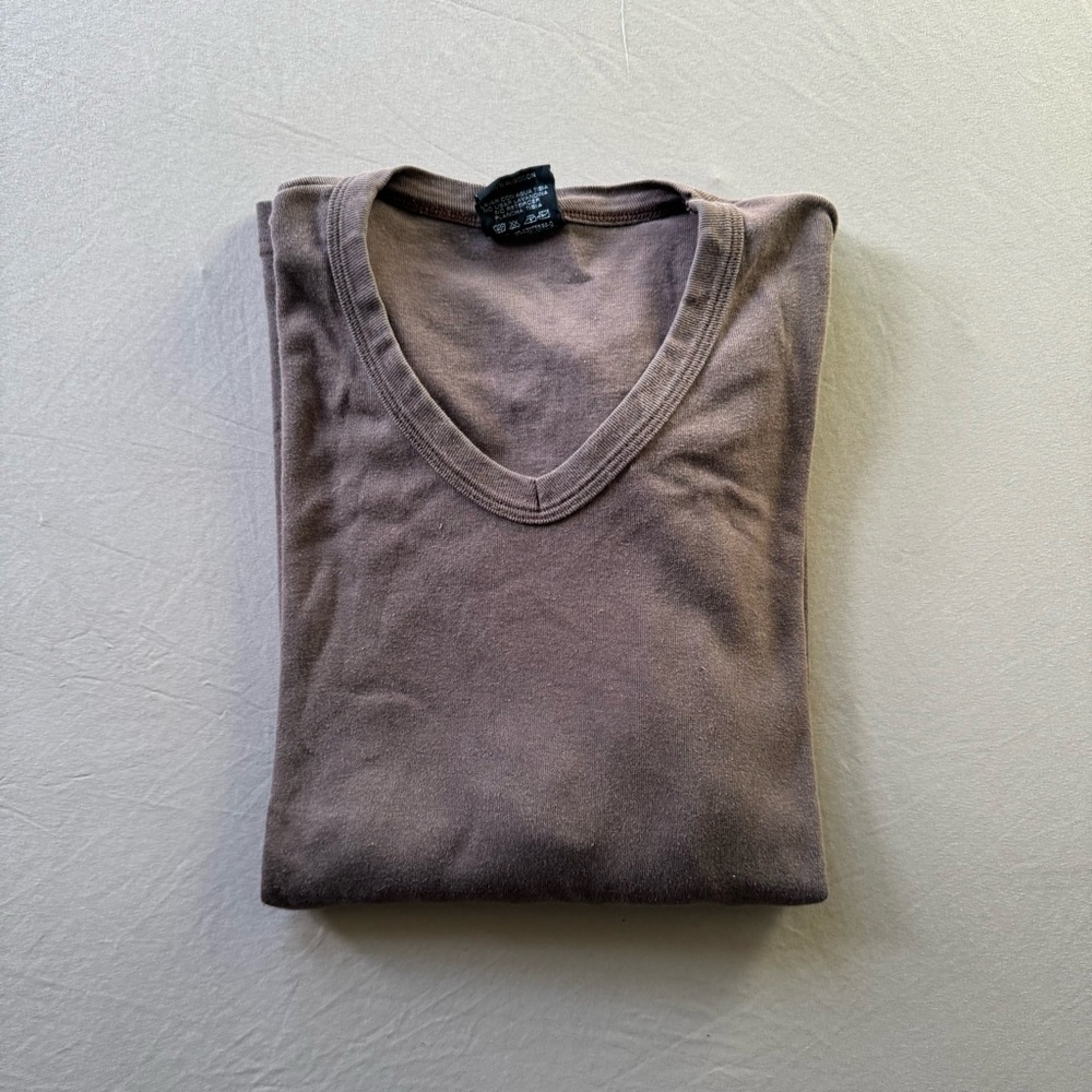 Vintage Visual Long Sleeve Cotton V-Neck Tee